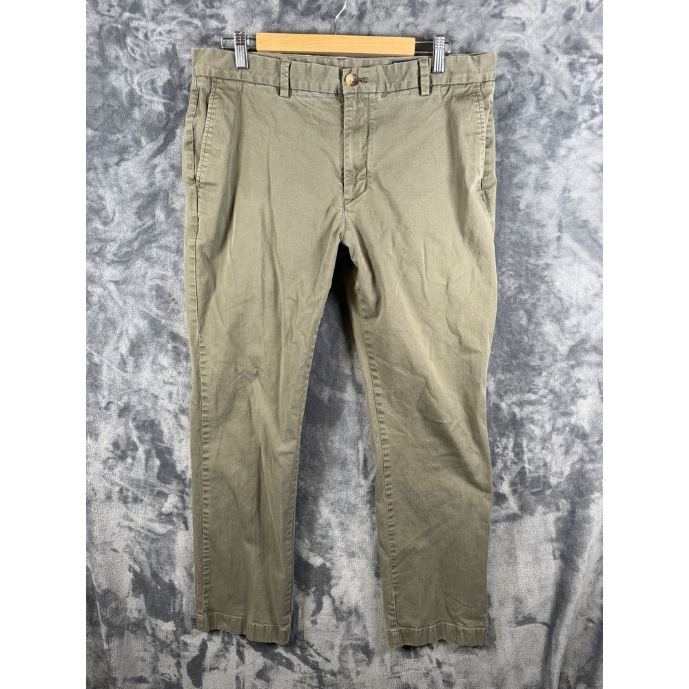 Vineyard Vines Slim Fit Breaker Pants Mens 36x32 Green Stretch Chino Flat Front